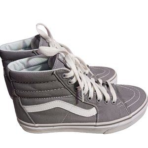 NWOT GREY AND WHITE HI TOP WOMANS VANS 6 1/2